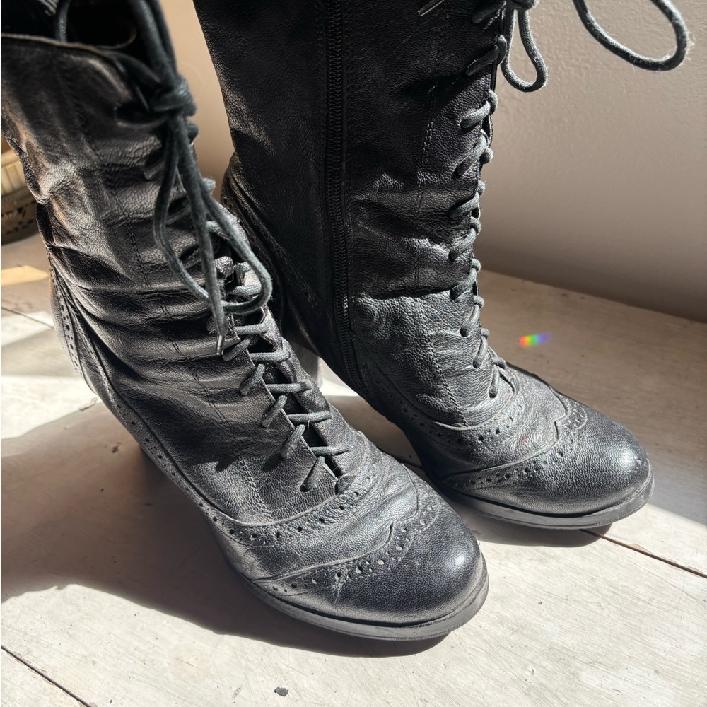 Vintage Women's Black Stevie Nicks style Lace-Up Boots